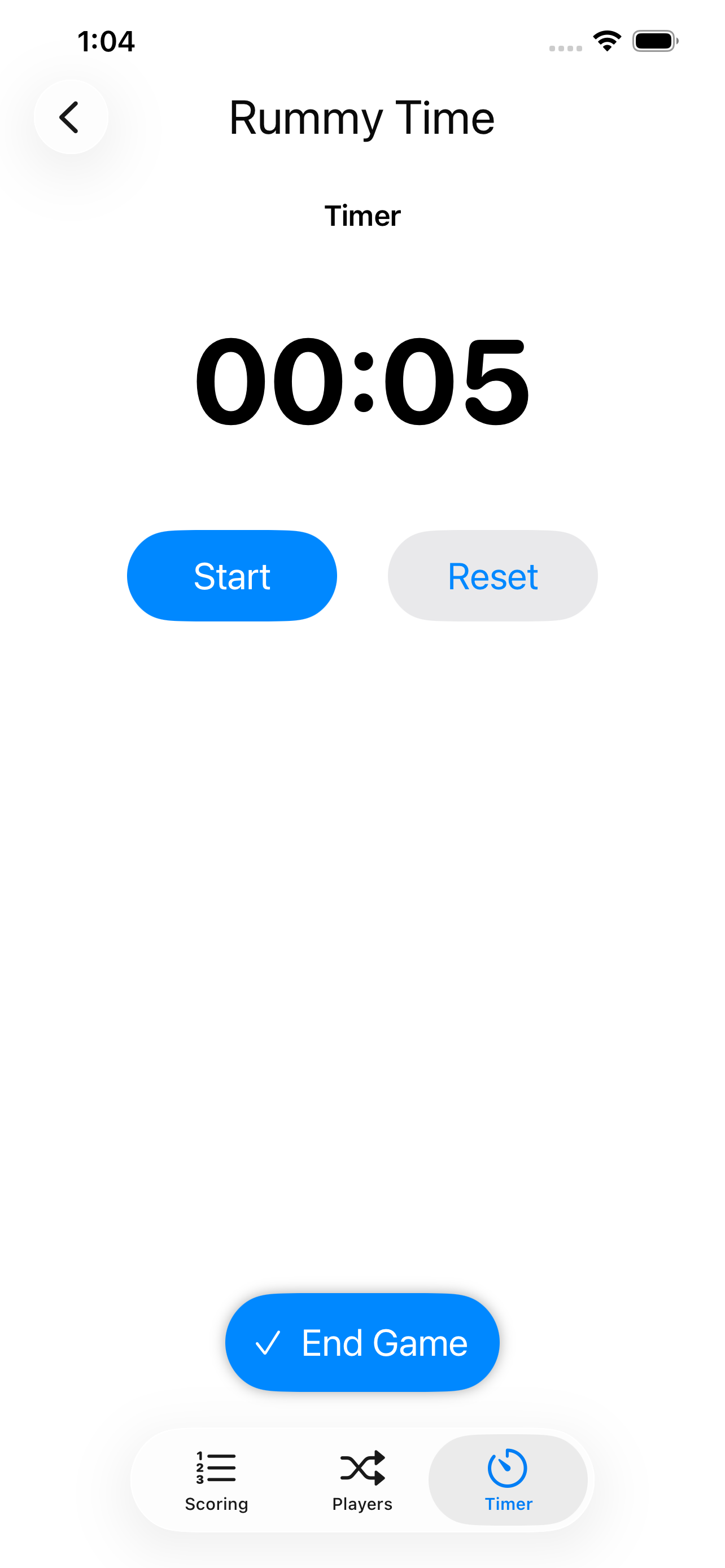 Orchem timer screen